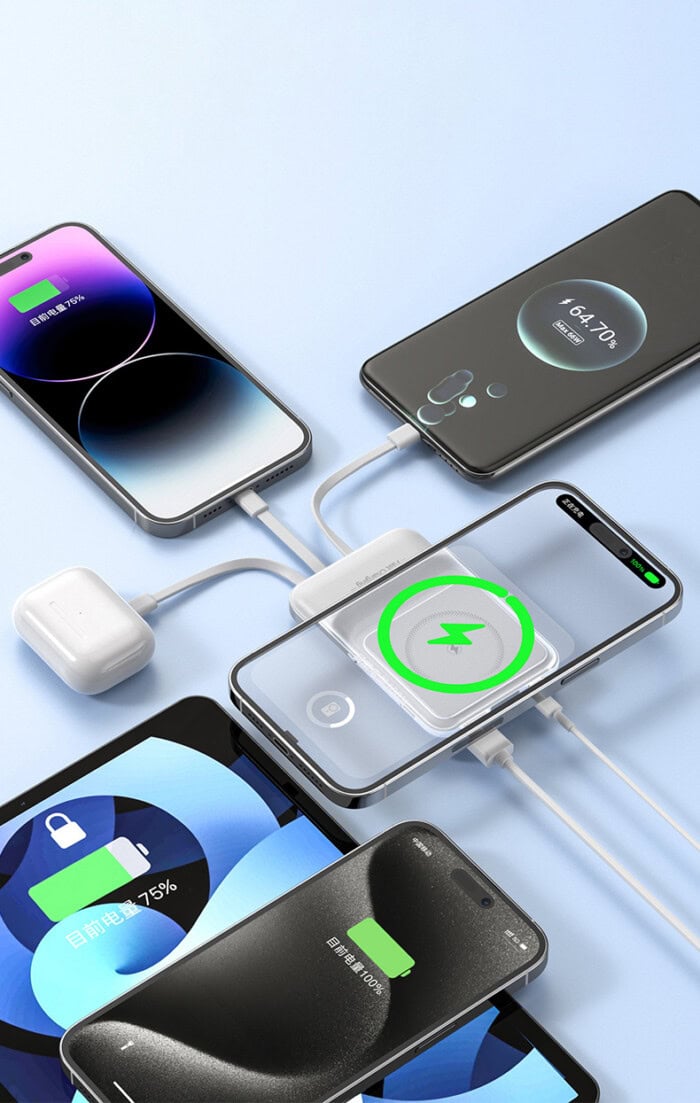 10,000 mAh MagSafe Power Bank with 15W Wireless Charging & Foldable Stand