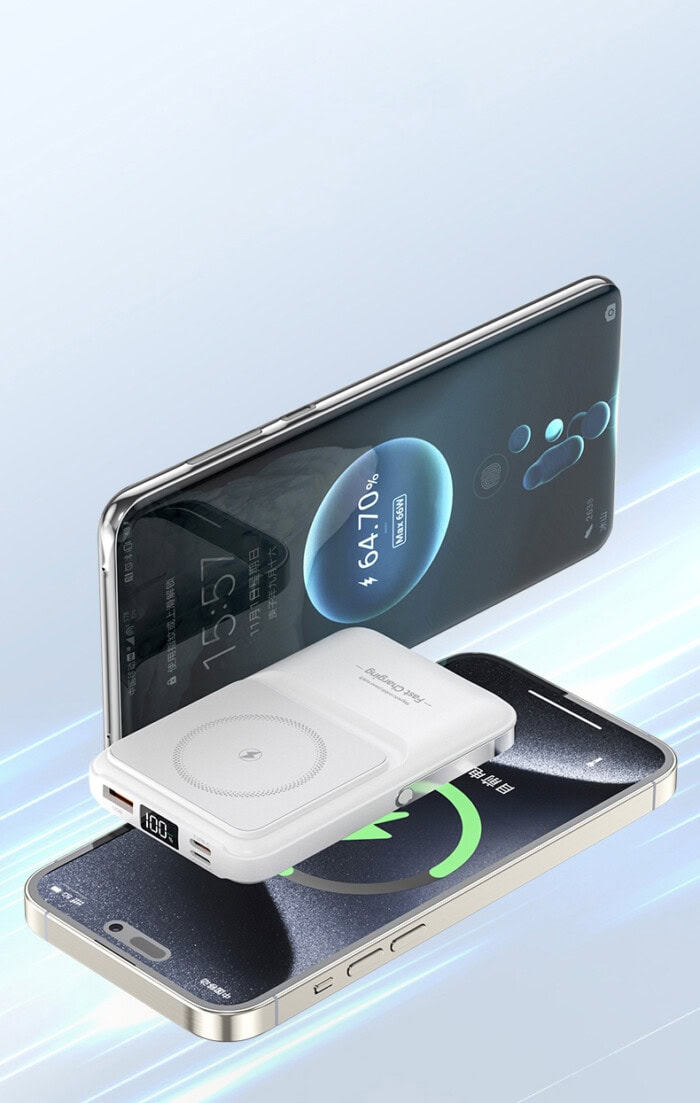10,000 mAh MagSafe Power Bank with 15W Wireless Charging & Foldable Stand
